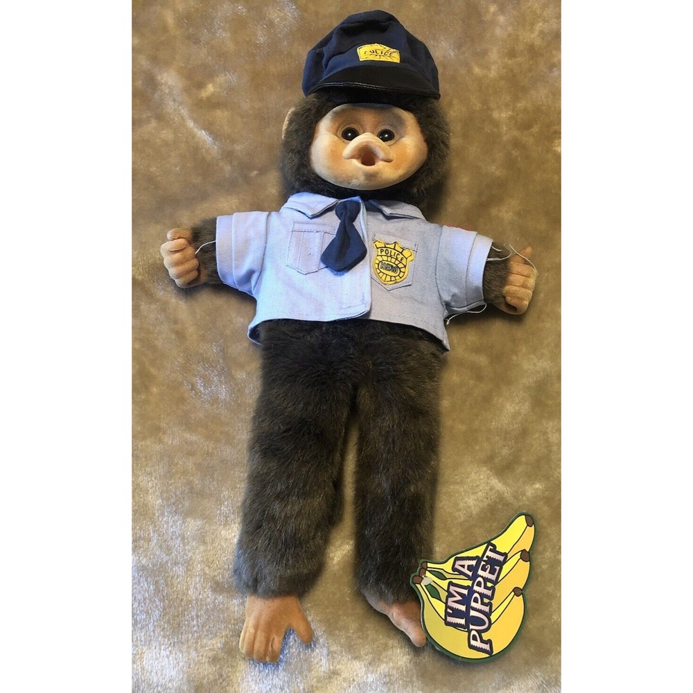 Vintage Novelty Inc Monkey Hand Puppet Police With Tag 17 inch